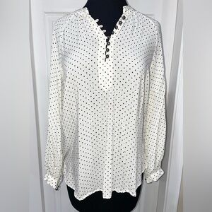 Maeve by Anthropologie Black and White Polka Dot Blouse Sz 4